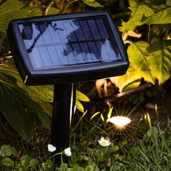Preview: Efficaci faretti solari da giardino a LED con 10 spot a terra: Illuminano piante, cespugli e alberi