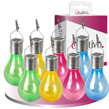 Preview: Lampada LED solare a forma di lampadina, set da 8, colorata, Ø 7,5 x H 15 cm, lampadina decorativa con catena luminosa a filo per eleganti effetti luminosi, luci per feste