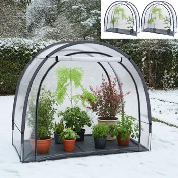 set of 2 Robust foil greenhouse and wintering tent, 175x186x84 cm: Plant protection for optimal harvest & frost-free care