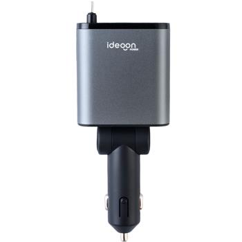 Preview: Caricatore auto 4in1 da 69 W - Caricatore per veicoli con cavo USB-C e Lightning avvolgibile, PD 3.0 e 2 porte