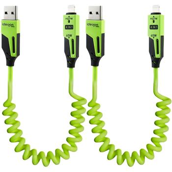 Preview: 2 câbles spirales 4 en 1, 65 W, USB-C vers USB-C avec adaptateurs USB-A et Lightning – câbles de chargement multi-connecteurs pour smartphones et ordinateurs portables Preview: 2 câbles spirales 4 en 1, 65 W, USB-C vers USB-C avec adaptateurs USB-A et Lightning – câbles de chargement multi-connecteurs pour smartphones et ordinateurs portables