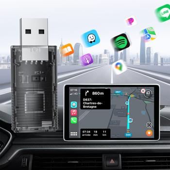 Preview: Dongle USB Voiture Sans Fil - CarPlay & Android Auto - Connexion Stable Bluetooth 4.2 - Wi-Fi 2.4/5GHz - Port Type-C - Solution 2-en-1