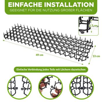 Preview: 36er-Set Dornen-Gitter mit Spikes zur Tierabwehr: Stachelbarriere-Tiervertreiber gegen Katzen, Hunde, Marder, Schützt Ihre Beete und Pflanzen