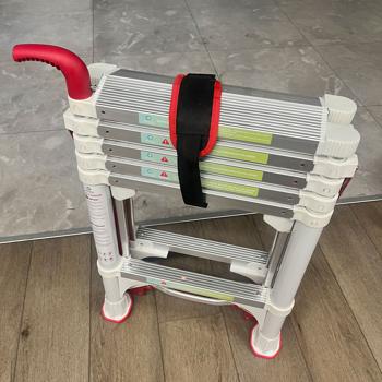 Preview: Robust 6-step telescopic double step ladder: a stable folding stepladder for professionals & DIYers, household ladder with up to 6 steps