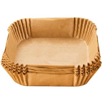 Preview: Oil-resistant baking paper inserts for hot air fryers, 100 pieces, 20x20 cm, non-stick, heat-resistant & precise fit, for clean & easy frying