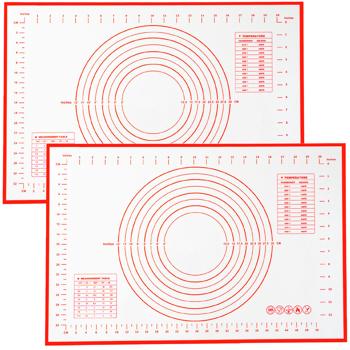 2 tapis de cuisson en silicone avec règle et gabarits, antiadhésifs, 60 x 40 cm – support de cuisson professionnel