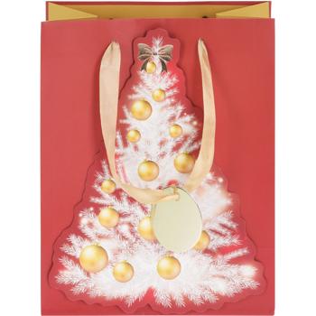 Preview: Lot 3 sacs-cadeaux Noël luxe - Finition pailletée, poignée satin soyeuse, réutilisables - 3 tailles: petit (18x23), moyen (26x32), grand (32x45 cm)