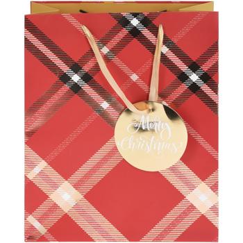 Preview: Lot 3 sacs-cadeaux Noël luxe - Finition pailletée, poignée satin soyeuse, réutilisables - 3 tailles: petit (18x23), moyen (26x32), grand (32x45 cm)