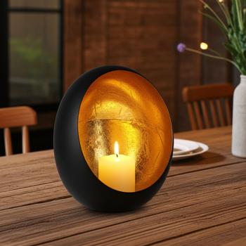 Elegant metal lantern for candles and tea lights, black/gold: A stylish decorative object for indoors & outdoors - Luxurious & cozy