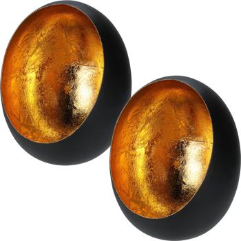 2er-Set  Elegantes Windlicht aus Metall für Kerzen und Teelichter, schwarz/gold: Ein stilvolles Deko-Objekt für drinnen & draussen – Luxuriös & Gemütlich
