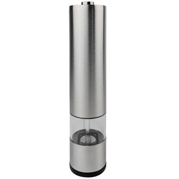 Preview: set of 2 electric salt & pepper mills (stainless steel) - Ceramic grinder - Ø5 x 22 cm: an automatic spice shaker - Precise & effortless