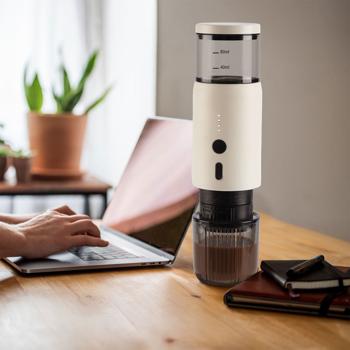 Preview: Portable espresso machine for capsule & powder, 15 bar, white: Perfect espresso on the go, compact & easy to use, for traveling, camping & office