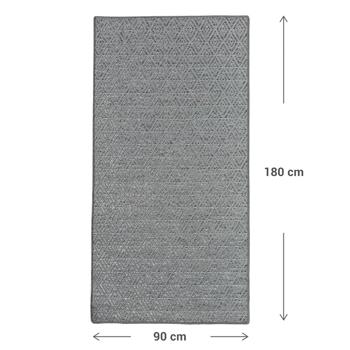 Preview: Tapis d‘extérieur polypropylène - Pour tente, auvent, balcon - Respirant, résistant saleté/eau, antidérapant, motif losange gris 90x180cm