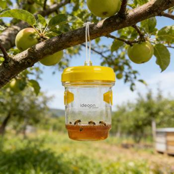 Preview: Piège à guêpes et mouches lot de 2 à suspendre ou à poser, piège à insectes jaune sans poison, rechargeable et efficace pour le jardin et le balcon
