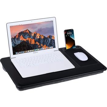 Plateau multifonction pour ordinateur portable avec tapis de souris et support pour téléphone, 36 x 5,5 x 57,5 cm - Confortable & portable - pour le télétravail, les voyages et plus encore