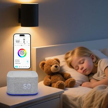 Preview: Réveil avec bruit blanc, 32 sons – enceinte Bluetooth, contrôle par application, veilleuse RGB dimmable – sommeil et détente de qualité