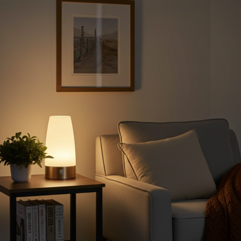 Preview: Elegante lampada da tavolo LED con sensore di movimento - Lampada da corridoio senza fili con luce bianca calda - Ideale come luce notturna in camera da letto
