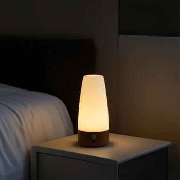 Preview: 2 lampe à poser élégantes avec détecteur de mouvement – éclairage LED sans fil blanc chaud – idéales comme veilleuses pour une chambre à coucher