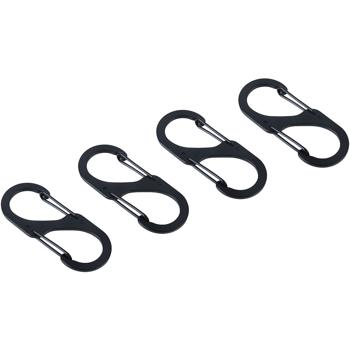 Carabiner S-hook set of 4, 7.2 x 3 cm: Robust multi-purpose hooks for a secure hold - The clever solution for keeping your home, garage & outdoor areas tidy