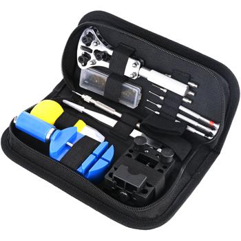 Ensemble complet de réparation de montres 13 pièces - Trousse d‘outils professionnelle d‘horloger pour raccourcir les bracelets, changer la pile & plus
