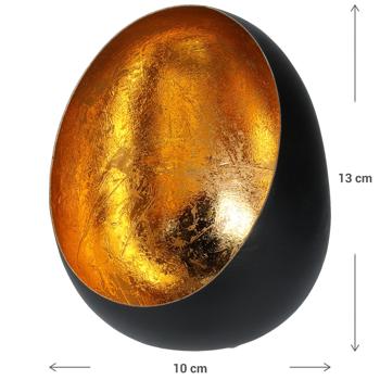 Preview: Elegantes Windlicht aus Metall 10 x 13 cm, für Kerzen und Teelichter, schwarz/gold: Ein stilvolles Deko-Objekt für drinnen & draussen – Atmosphärisch