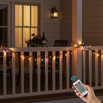 Preview: Helle Solar Lichterkette mit 480 mehrfarbigen LEDs & 40 Stunden Leuchtdauer, 20 Meter, USB-Aufladung, 13 Funktionen, inkl. Fernbedienung - für Innen & Aussen