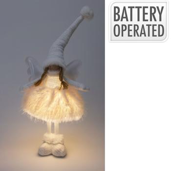 Preview: Enchanting standing angel figurine with LED light, perfect as stylish decor, for Christmas or as a loving gift - for contemplative moments