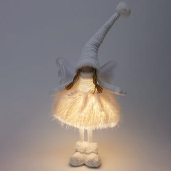 Preview: Enchanting standing angel figurine with LED light, perfect as stylish decor, for Christmas or as a loving gift - for contemplative moments
