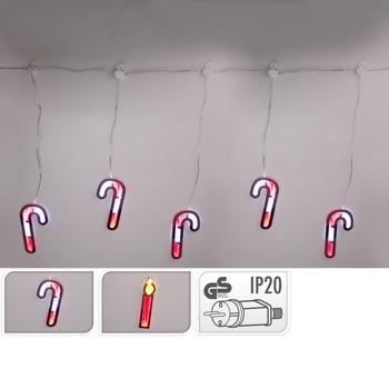 Preview: Rideau lumineux LED sucre d‘orge/bougie - Décoration de Noël festive - 120 LEDs, 5m câble, 100x58 cm, Intérieur (IP20)