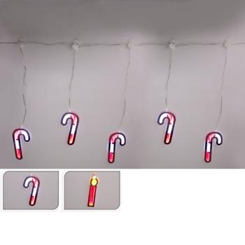 Preview: Rideau lumineux LED féerique canne de sucre/bougies avec effet de profondeur 3D pour une déco de Noël de rêve, décoration festive pour fenêtre ou mur