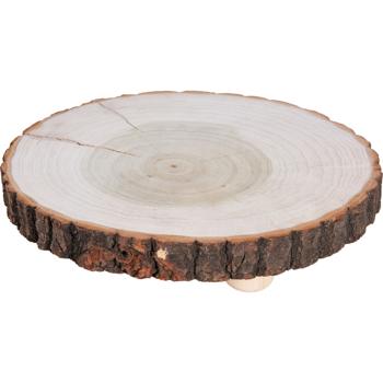Baumstammscheibe mit Sockel aus Paulownia-Holz, 31 x 31 x 6 cm, nachhaltig - hochwertige Dekoration & Untersetzer