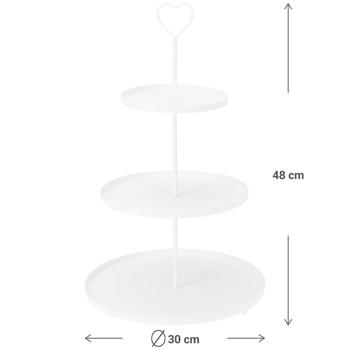 Preview: Elegant etagere with 3 levels, 30 x 30 x 48 cm - versatile, perfect for serving cakes, fruit or snacks in style - creamy white