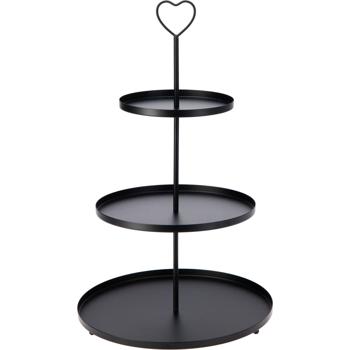 Elegante etagere a 3 livelli, 30 x 30 x 48 cm - versatile, perfetta per servire con stile torte, frutta o snack - nero
