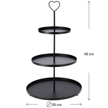 Preview: Elegante Etagere mit 3 Ebenen, 30 x 30 x 48 cm - vielseitig, perfekt für stilvolles Servieren von Kuchen, Obst oder Snacks - schwarz