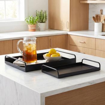 Set di 2 vassoi da portata in metallo - Perfetti per la decorazione, il bar e la cucina, dal design moderno