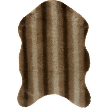 Pelliccia sintetica morbida, 90 x 60 cm - Pelliccia decorativa marrone-beige a righe per soggiorno e camera da letto