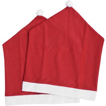 Housse de chaise Père Noël - Lot de 2 - Décoration festive de Noël pour chaises 48x60cm - Polyester Rouge & Blanc - Réutilisable