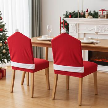 Copertura per sedia di Babbo Natale in set da 2, festose decorazioni natalizie per sedie, decorazione natalizia perfetta - fantastico cappello natalizio come copri-sedia