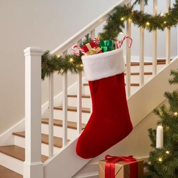 Chaussette de Noël en peluche ultra-douce - Décoration festive & souvenirs durables - Polyester 25x2x42cm - À suspendre au mur/sapin