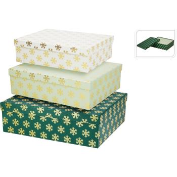 Preview: Festliches Geschenkboxen-Set: 3 Grössen für Weihnachten mit eleganten Schneeflocken - Ideal für Geschenke und Deko