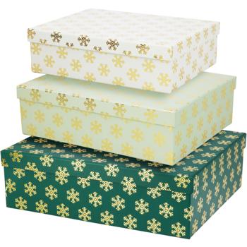 Festliches Geschenkboxen-Set: 3 Grössen für Weihnachten mit eleganten Schneeflocken - Ideal für Geschenke und Deko