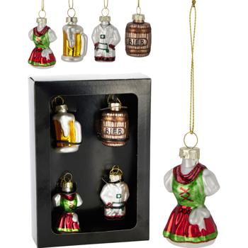 Preview: Set da 4 decorazioni festive Oktoberfest - ornamenti da appendere di alta qualità da 5 cm - ideali per feste, celebrazioni, feste in giardino o come decorazioni da appendere