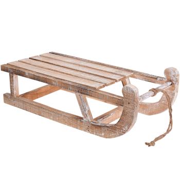 Preview: Dekorativer Mini-Holzschlitten - Charmante Weihnachtsdekoration, ideal als Tisch- und Fensterdeko, nachhaltig & modern