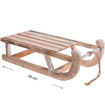 Preview: Dekorativer Mini-Holzschlitten - Charmante Weihnachtsdekoration, ideal als Tisch- und Fensterdeko, nachhaltig & modern
