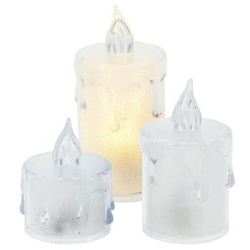 Bougies LED Élegantes - Lot de 3, Effet Flamme Réaliste, Sans Risque - Déco Sûre Table, Étagère, Fêtes - Piles LR1130 Incluses