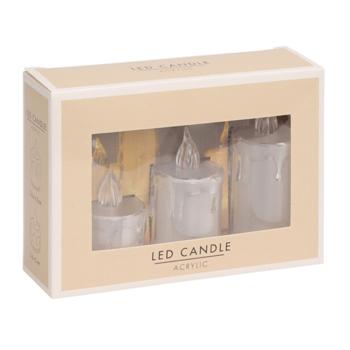 Preview: Bougies LED Élegantes - Lot de 3, Effet Flamme Réaliste, Sans Risque - Déco Sûre Table, Étagère, Fêtes - Piles LR1130 Incluses