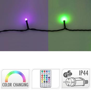 Preview: Catena luminosa LED RGBW di alta qualità 9,6 m con 96 LED - Dimmerabile, cambio colore con telecomando. Per interni ed esterni - Illuminazione natalizia e per feste