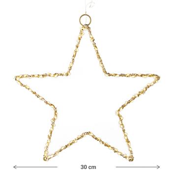 Preview: Étoile de Noël Magique LED - Décoration fenêtre & intérieure festive - 120 LEDs blanc chaud - 30x0,5cm - Minuterie intégrée - Fonctionne à piles IP20