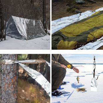 Preview: 10er-Set Zuverlässige Rettungsdecke, 210 x 160 cm, silber - silber, Notfalldecke - Erste Hilfe Wärmefolie, ein Produkt der NASA