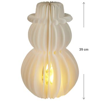 Preview: Weihnachtliche Schneemann LED Dekoration Wabenpapier mit 6h Timer, 39 cm – Nachtlicht für Schlafzimmer oder Wohnzimmer. Perfekt für Weihnachten